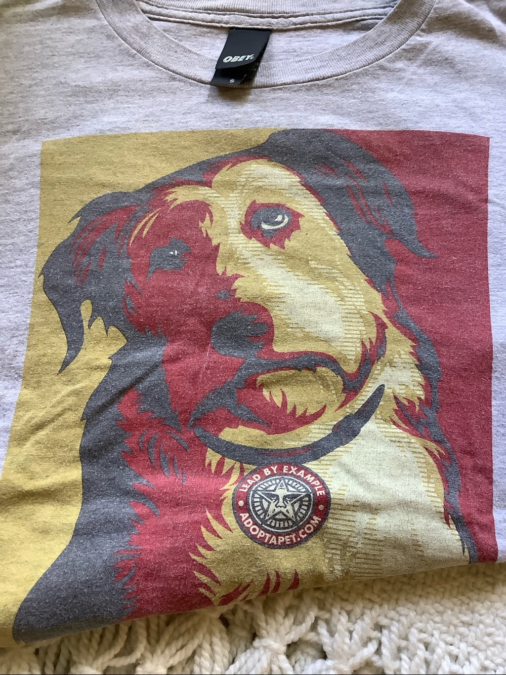 Obey DOG Adopt Gray T-Shirt Sz Small